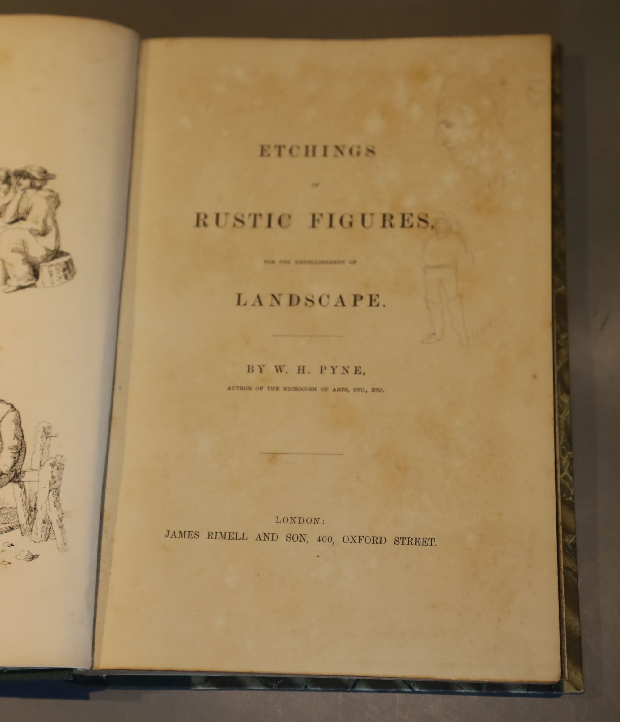 Pyne, William Henry - Etchings of Rustic Figures, qto, rebound half calf, with 60 plates, James Rimell, London [1815?]